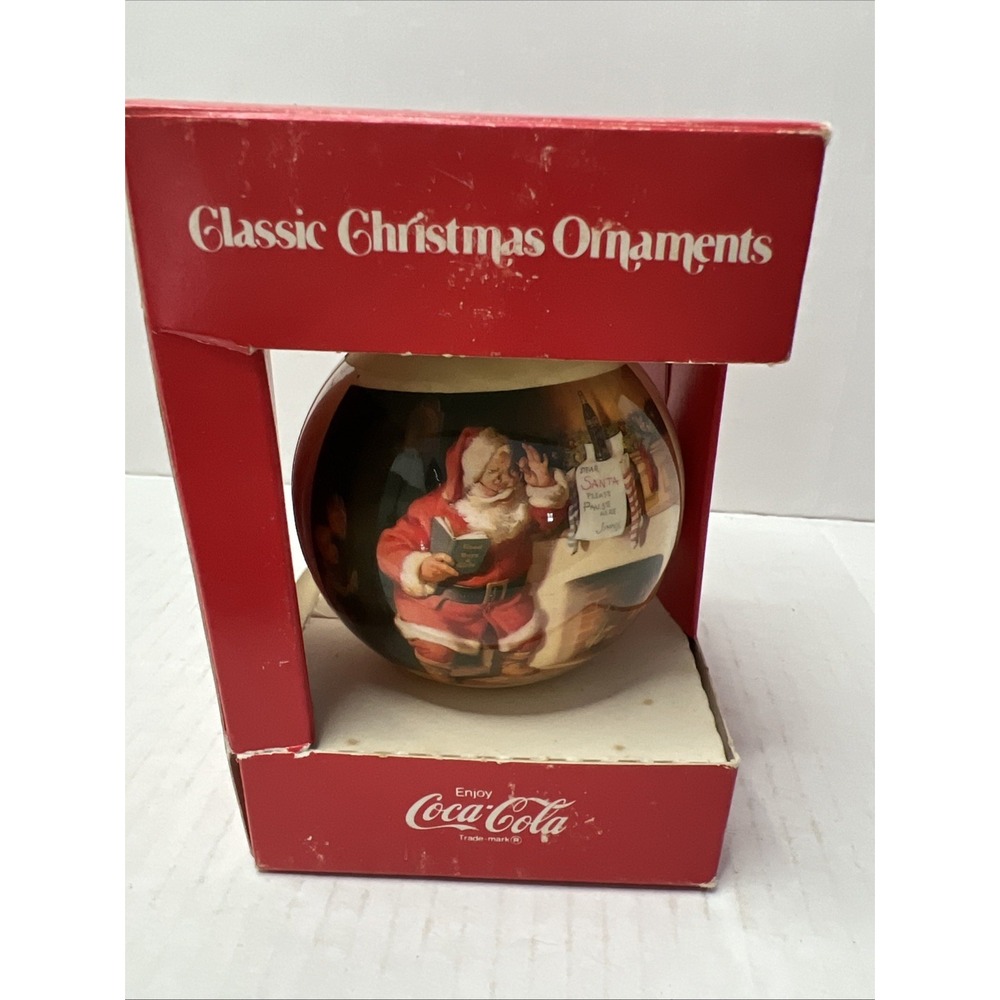 Vintage Coca-Cola Classic Christmas Santa Ornament 1963 - Corning Glass